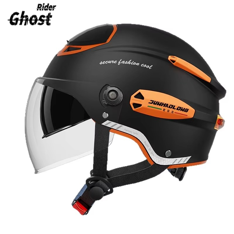 Dual Visor Motorcycle Racing Helmet - Summer Vintage Motorcycle Helmet Adjustable Dual